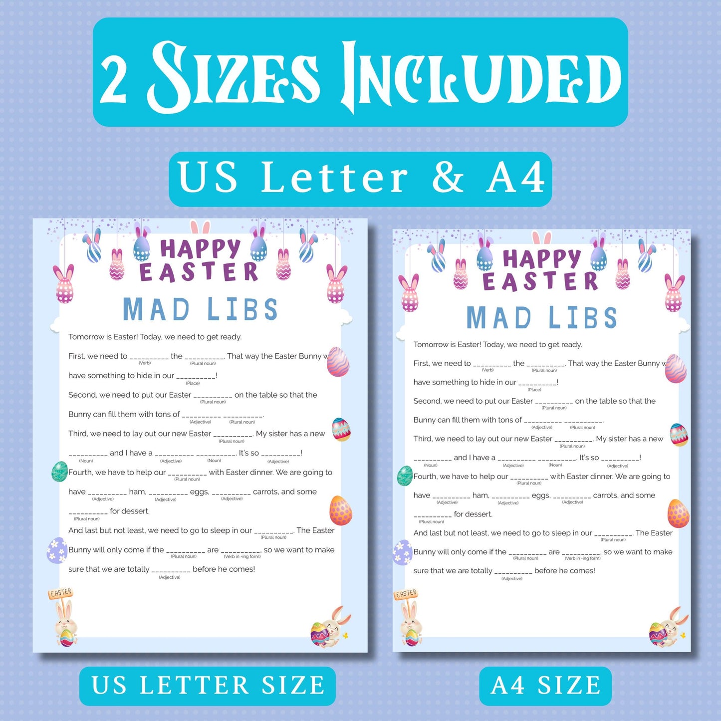 Easter Mad Libs Game | Fun Fill-in-the-Blanks Activity | Printable Easter Party Game for Kids & Adults | Family, Classroom And Church Game