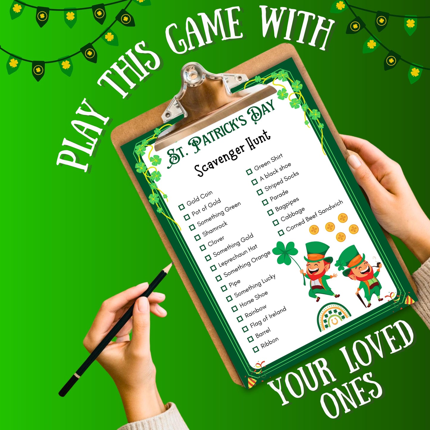 St. Patrick's Day Scavenger Hunt | Fun Printable Game for Kids & Adults | St. Paddy's Day Party Activity | Lucky Treasure Hunt Game