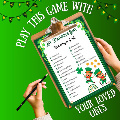 St. Patrick's Day Scavenger Hunt | Fun Printable Game for Kids & Adults | St. Paddy's Day Party Activity | Lucky Treasure Hunt Game