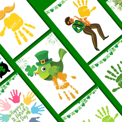St. Patrick's Handprint | Footprint Craft Bundle, Leprechaun & Clover Handprint Art | Preschool Craft for Kids,  Printable St. Patrick’s Day