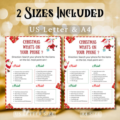 Christmas What's On Your Phone, Christmas Printable Festive Party Game For Kids & Adults, Family And Office Christmas Game, Xmas  PDF
