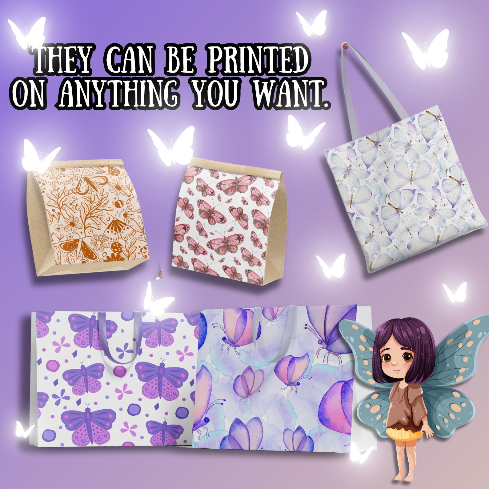 Butterfly Digital Paper Bundle 12x12 | 180+ Seamless Watercolor And Line Art Patterns, Pastel Scrapbooking & Crafting DIY  Instant Download