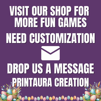 Easter Family Feud Game | 100+ Printable Cards | Fun Easter Trivia for Kids | Adults | A4 & US Letter | Scoreboard and Strike Cards Included