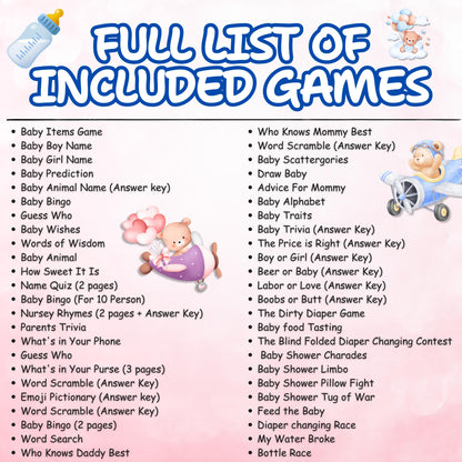 Baby Shower Games Bundle | Printable Baby Shower Activities & Games | Instant Download Party Game Pack | Fun Baby Games for Boys and Girls