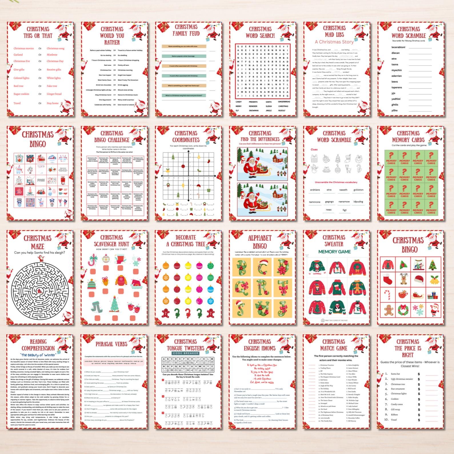 120+ Christmas Games Bundle, Christmas Party Games, School Christmas Game, Christmas Games Printable, Office Christmas,Family Christmas Game