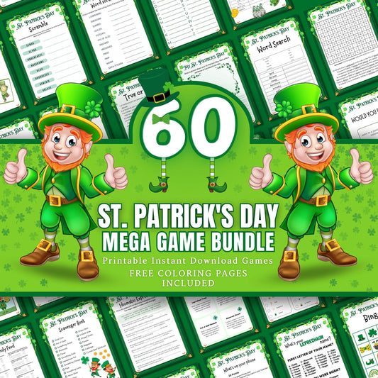 St. Patrick's Day Games Bundle | 60+ Printable Games for Kids & Adults | St. Patrick's Day Classroom Fun, Leprechaun Games, Party Activities