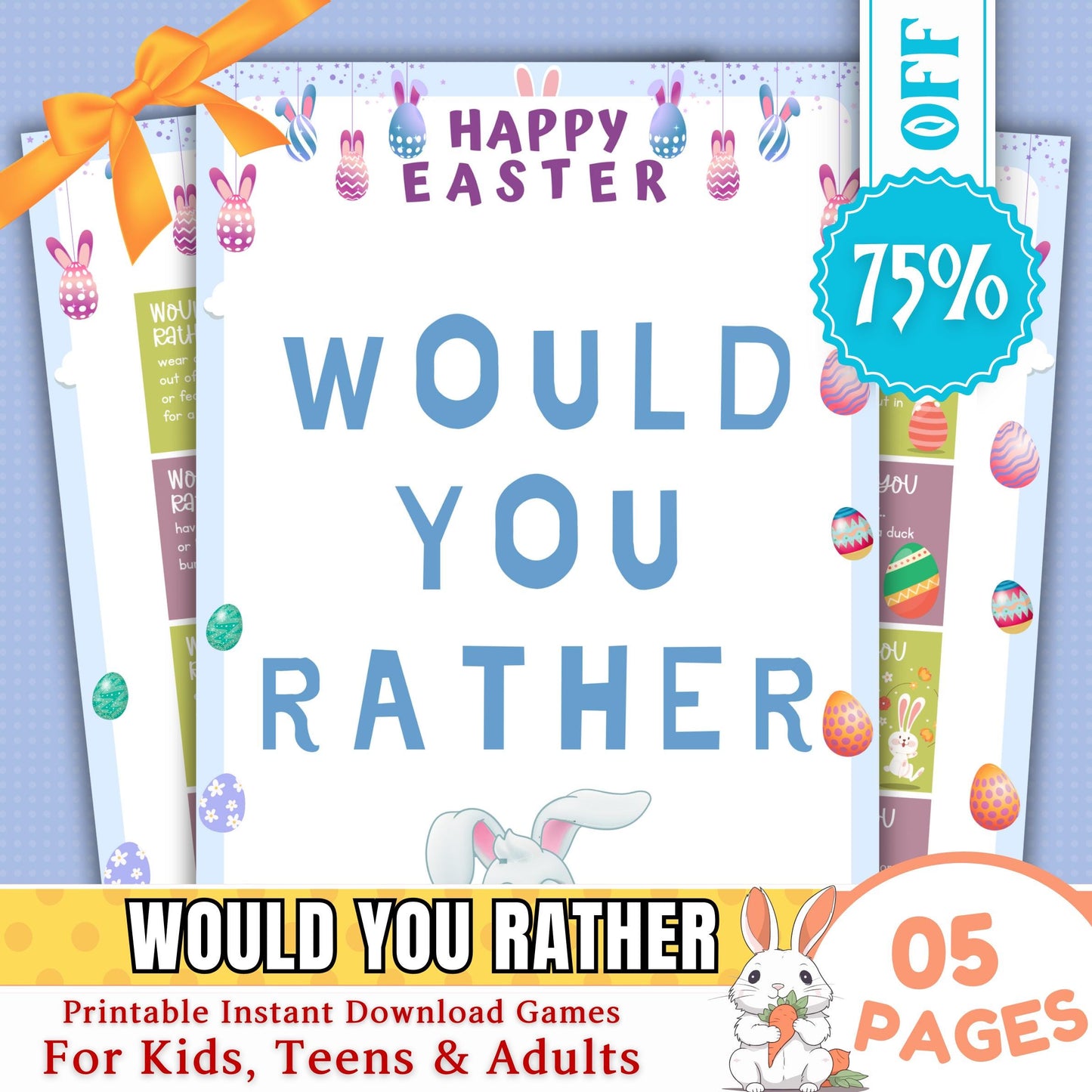 Easter Would You Rather Game | Fun Printable Easter Party Game | Kids & Adults Activity | Easter Family Game | Instant Download PDF