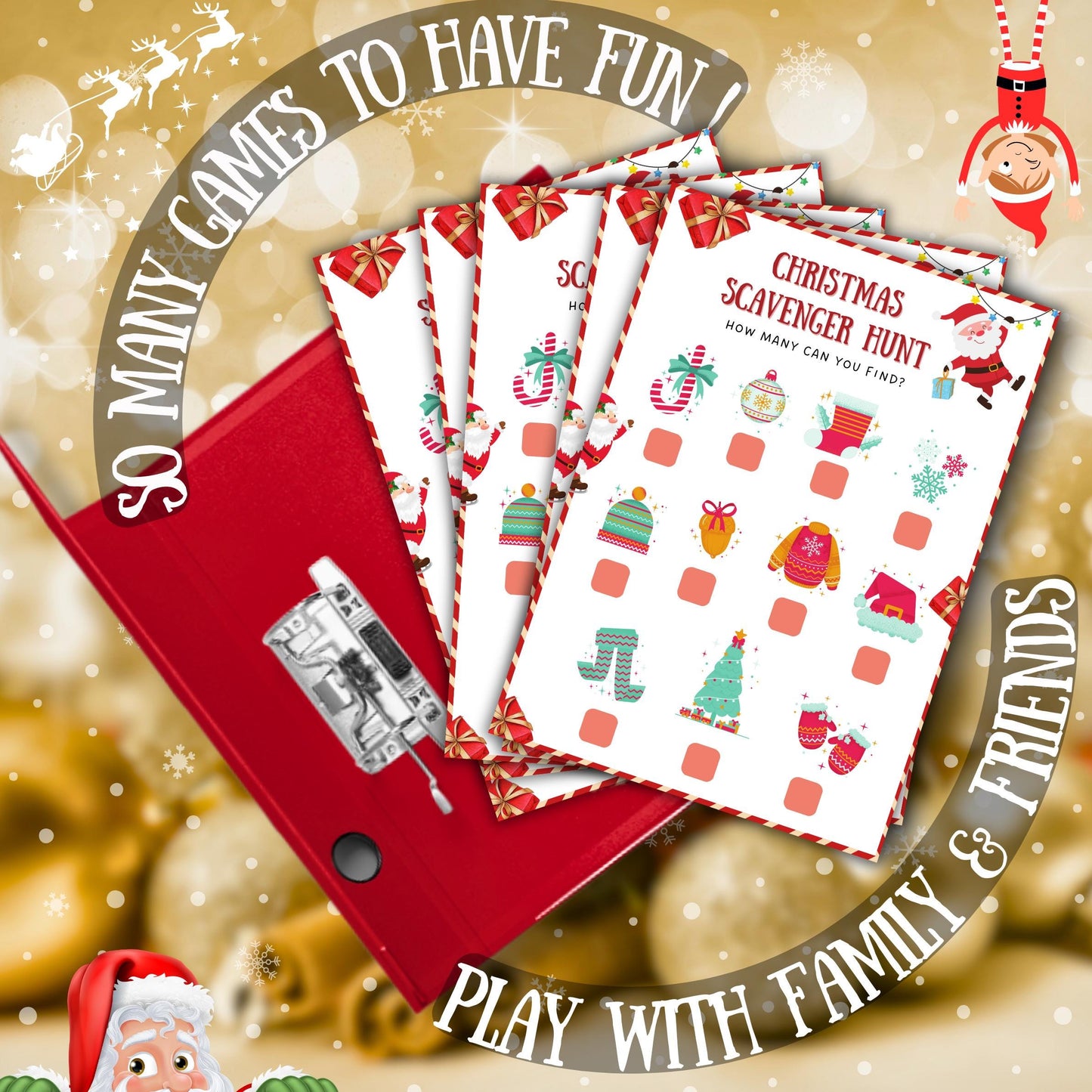 Christmas Scavenger Hunt Game, Printable Scavenger Hunt For Christmas Party Night, Family Gathering, Christmas Game For Kids, Teens & Adults