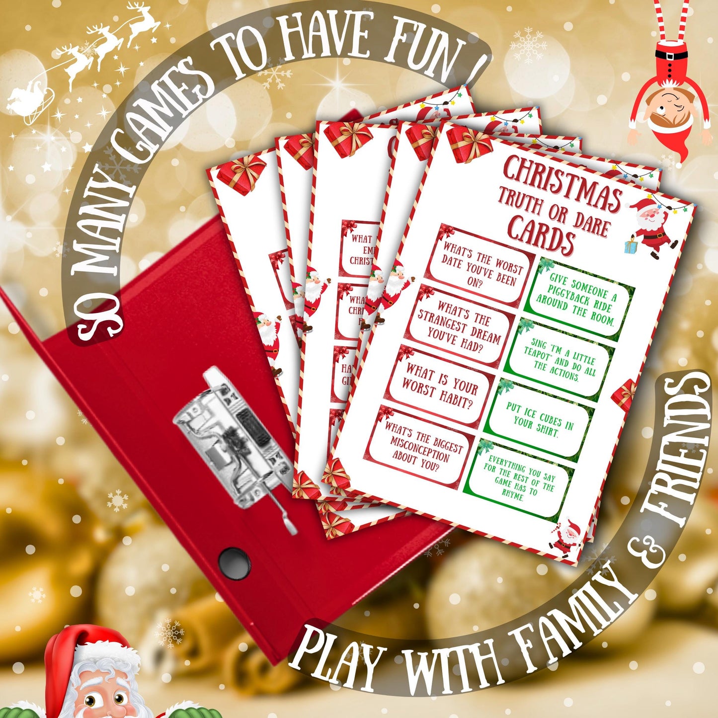 Christmas Truth Or Dare, Christmas holiday Party Game, Christmas Game For Kids & Adults, Printable Christmas Family Activity, Office Game