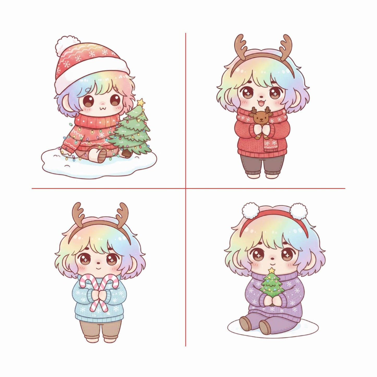 Kawaii Christmas Clipart Bundle – 200+ Cute PNGs for Sublimation, Stickers, Crafts, T-Shirts, Mugs, Cards, Planners & Holiday DIY Projects