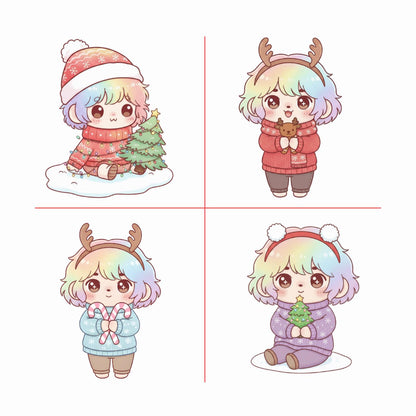 Kawaii Christmas Clipart Bundle – 200+ Cute PNGs for Sublimation, Stickers, Crafts, T-Shirts, Mugs, Cards, Planners & Holiday DIY Projects