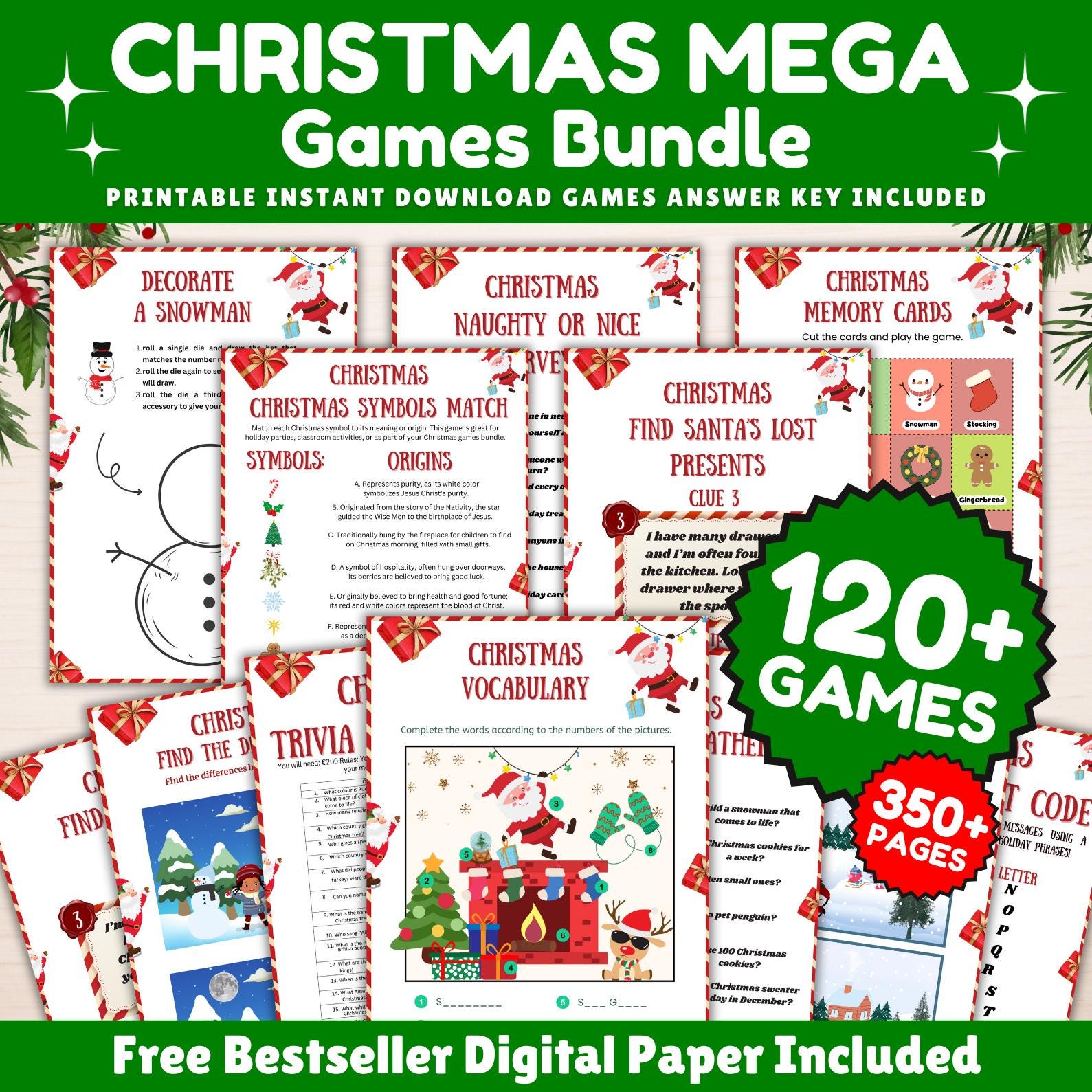 120+ Christmas Games Bundle, Christmas Party Games, School Christmas Game, Christmas Games Printable, Office Christmas,Family Christmas Game