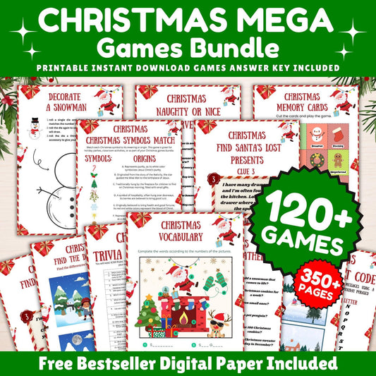 120+ Christmas Games Bundle, Christmas Party Games, School Christmas Game, Christmas Games Printable, Office Christmas,Family Christmas Game