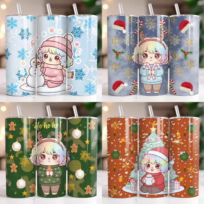 Kawaii Christmas Tumbler Wrap Bundle – 100+ Cute PNGs for Sublimation, Holiday Drinkware, Gifts, DIY Crafts, Stickers, Mugs, Cards & More