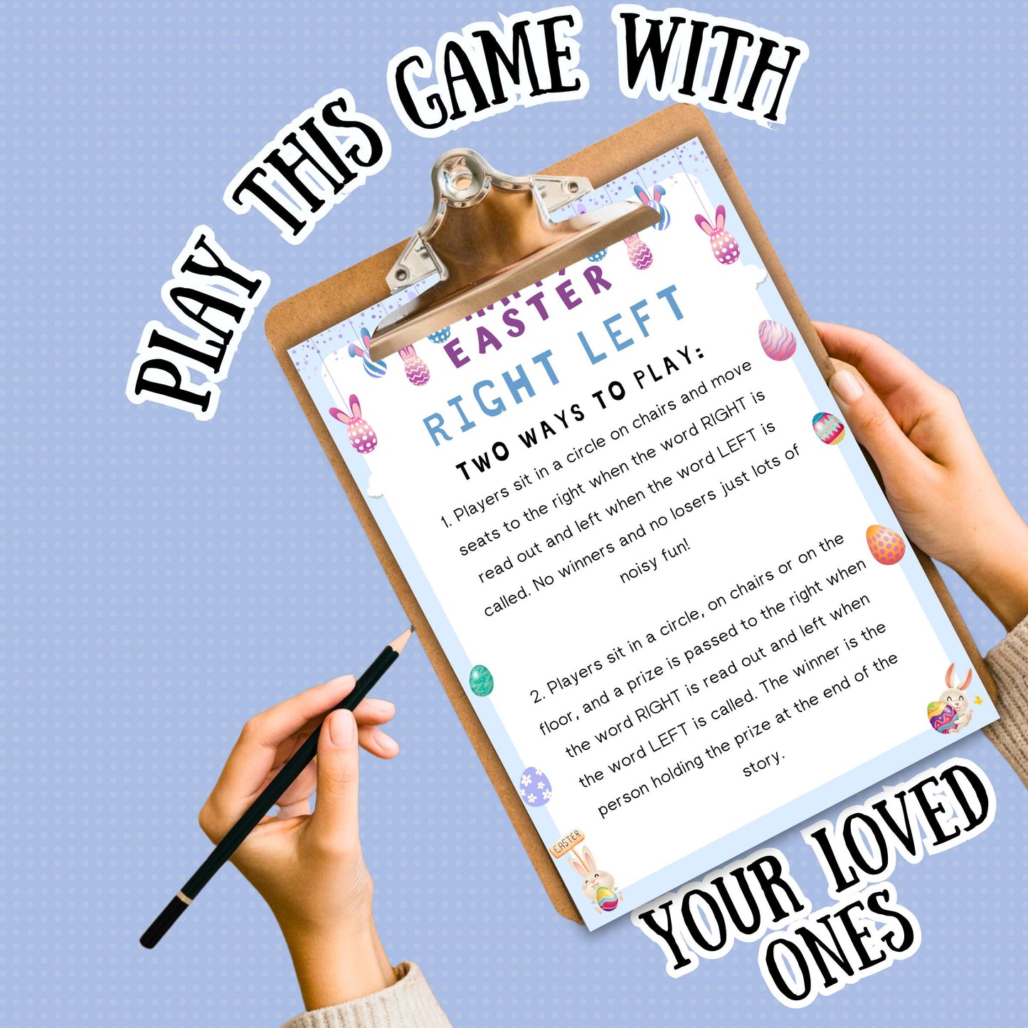 Easter Left Right Game | Pass the Prize Story Game | Fun Easter Party Game for Kids & Adults | Printable Easter Activity | Instant Download