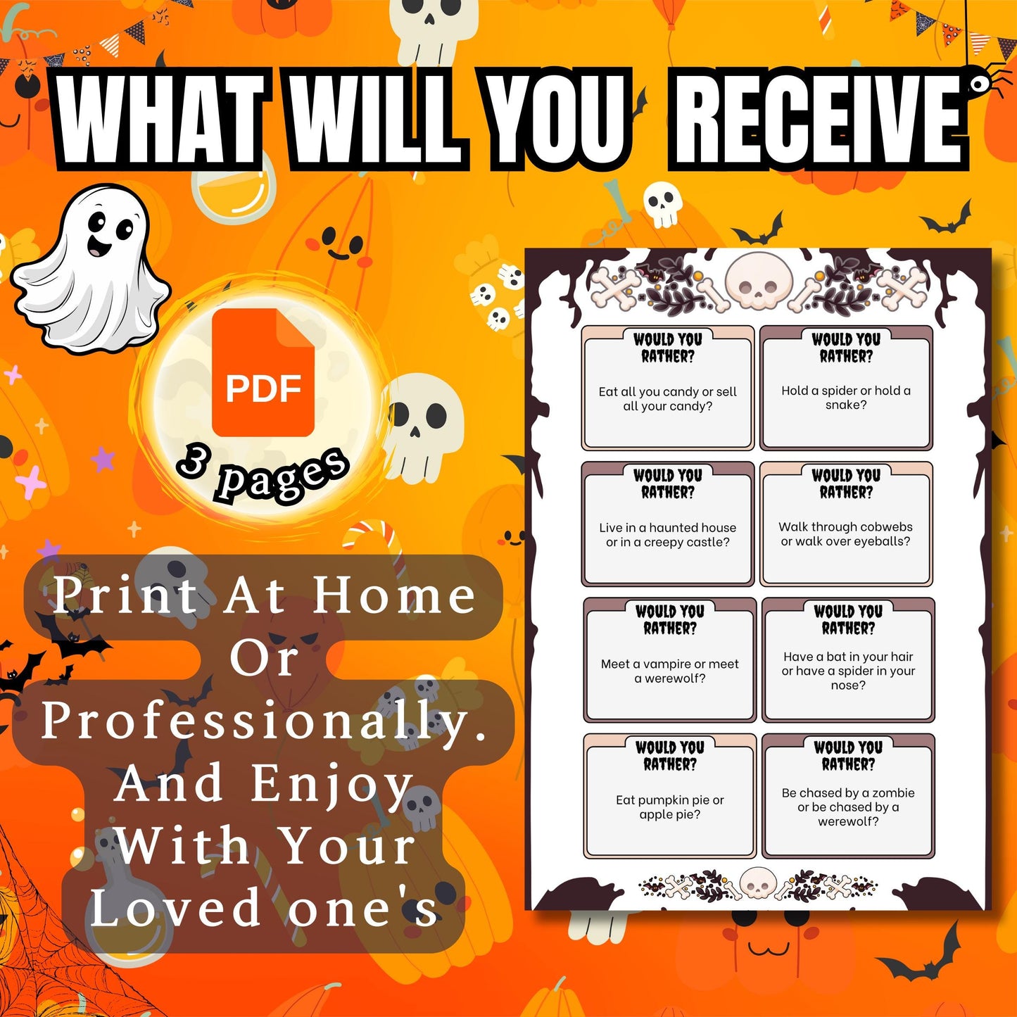 Halloween Would You Rather Game | Spooky Fun for Kids, Teens & Adults | Printable Party Game | Party Activity, Classroom | Family Fun