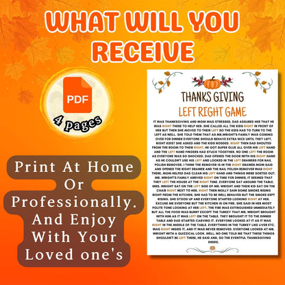 Thanksgiving Left Right Game, Thanksgiving Games, Friendsgiving Games, Thanksgiving Party Game, Pass The Present, Pass The Gift Game, Pdf