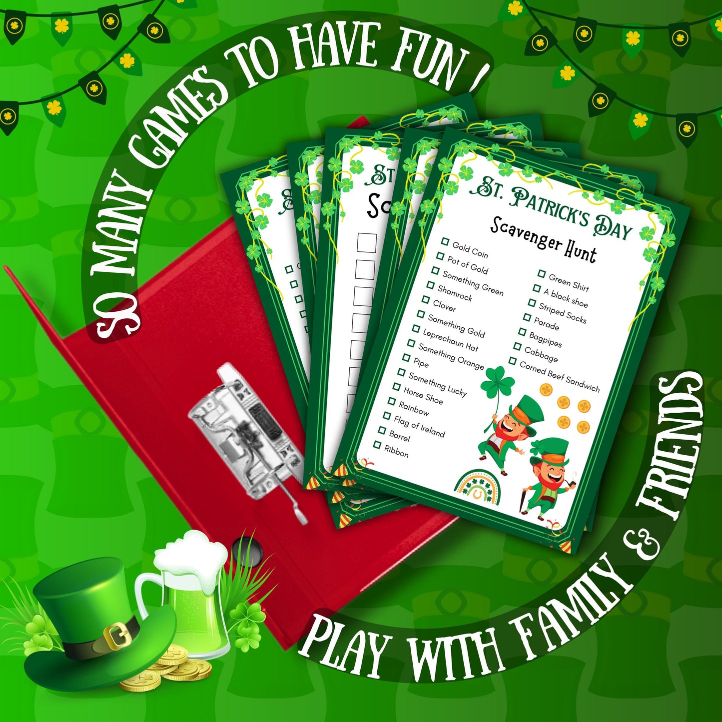 St. Patrick's Day Scavenger Hunt | Fun Printable Game for Kids & Adults | St. Paddy's Day Party Activity | Lucky Treasure Hunt Game