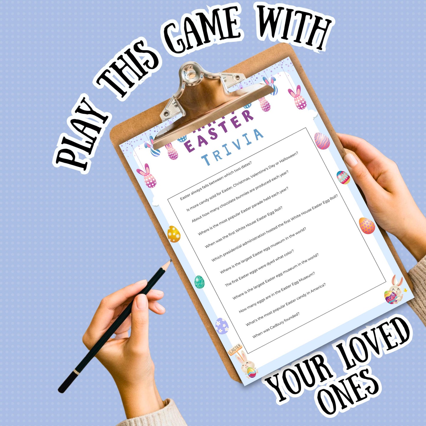 Easter Trivia Quiz | Fun & Challenging Easter Game | Printable Easter Party Game for Kids and Adults | Family Game Night | Instant Download