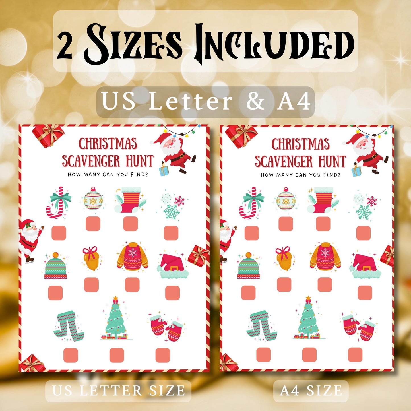 Christmas Scavenger Hunt Game, Printable Scavenger Hunt For Christmas Party Night, Family Gathering, Christmas Game For Kids, Teens & Adults