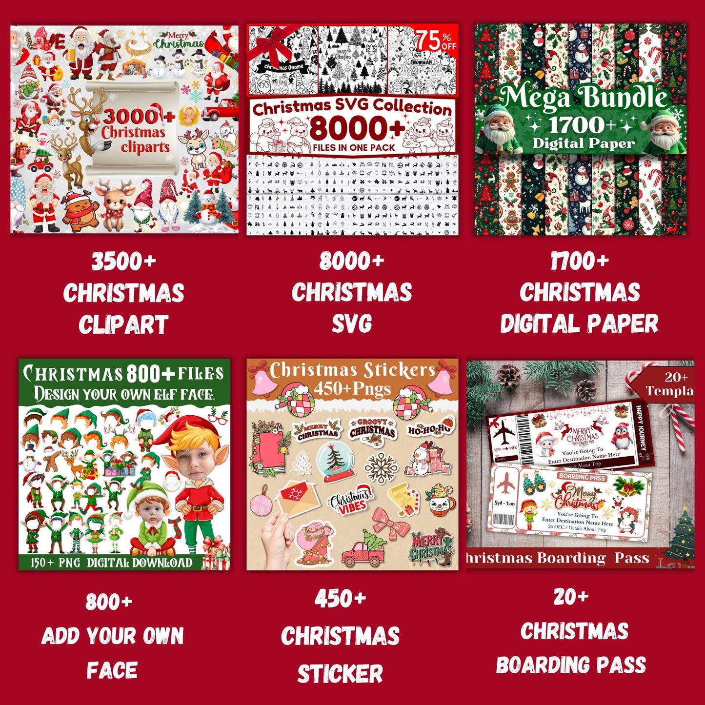 PLR MRR Christmas Mega Bundle 20000+ | Resell License Included | SVGs, Clipart, Papers, Wraps | Digital Holiday Kit for Only 17 Dollars