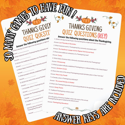 Thanksgiving Mega Game Bundle | 200+ Printable Pages | Activities for Kids and Adults | Trivia, Riddles, and Party Games | Fall Celebration