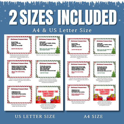 Christmas Treasure Hunt Clues, Christmas Scavenger Hunt Cards, Scavenger Hunt Riddle, Musical Riddle Christmas Clues Game For Kids & Adults
