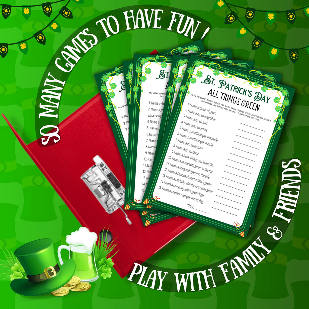 All Things Green St. Patrick's Day Game | Fun Irish Trivia & Word Challenge | St. Paddy's Party Game | Kids and Adults Printable Activity
