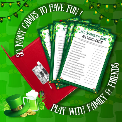 All Things Green St. Patrick's Day Game | Fun Irish Trivia & Word Challenge | St. Paddy's Party Game | Kids and Adults Printable Activity
