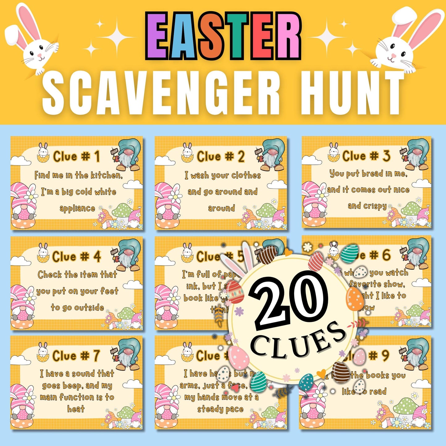 Easter Scavenger Hunt | Fun Easter Treasure Hunt Game | Printable Clue Hunt for Kids & Adults | Easter Party Activity | Instant Download