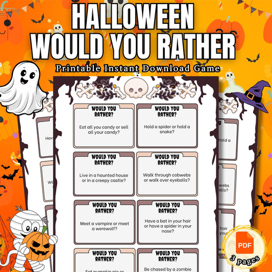 Halloween Would You Rather Game | Spooky Fun for Kids, Teens & Adults | Printable Party Game | Party Activity, Classroom | Family Fun