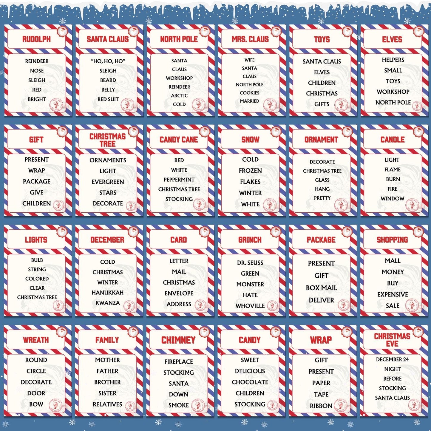Christmas Forbidden Word Game, Taboo Words, Christmas Printable, Game For Kids & Adults, 200+ Taboo Cards, Xmas Family And Office Activity