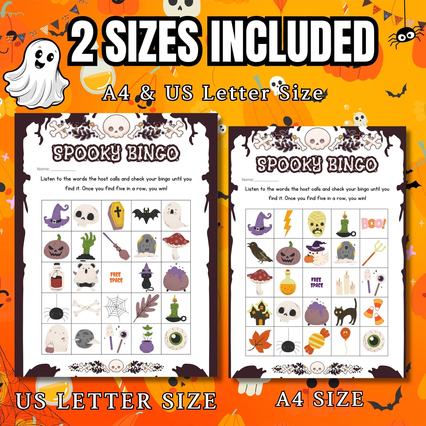 Halloween  Bingo Game | Festive Spooky Bingo for Kids, Teens & Adults | Printable Halloween Fun for Parties, Family | Classroom Activities