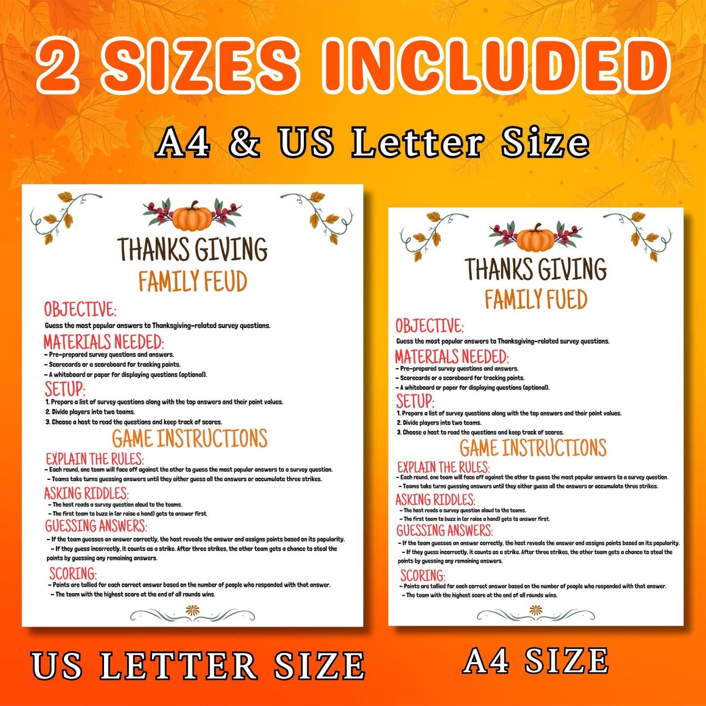 Thanksgiving Friendly Family Feud, Thanksgiving Party Game, Trivia Games, Family Game Night, Friendsgiving Game Pdf, Instant Download