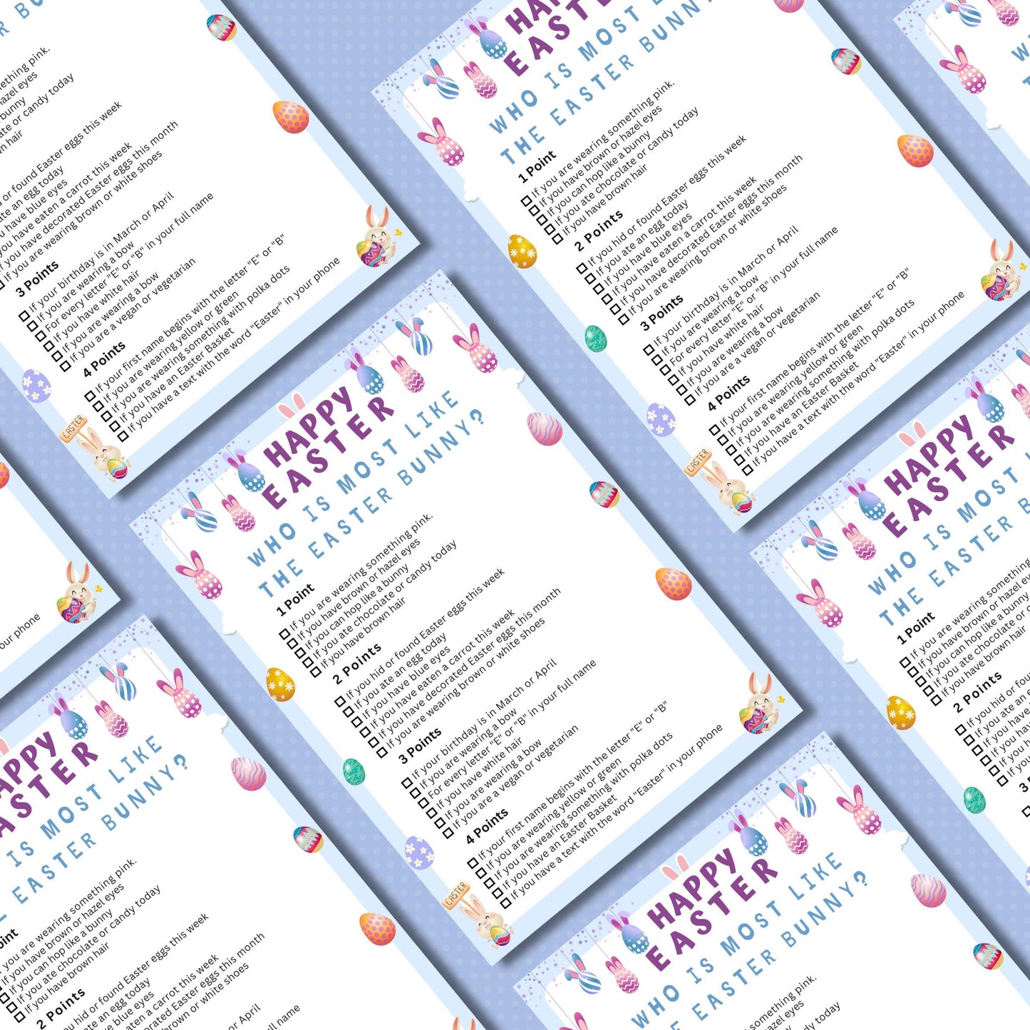 Who Is Most Like the Easter Bunny? | Fun Easter Party Game | Printable Easter Activity for Kids & Adults | Family, Classroom, Church Game