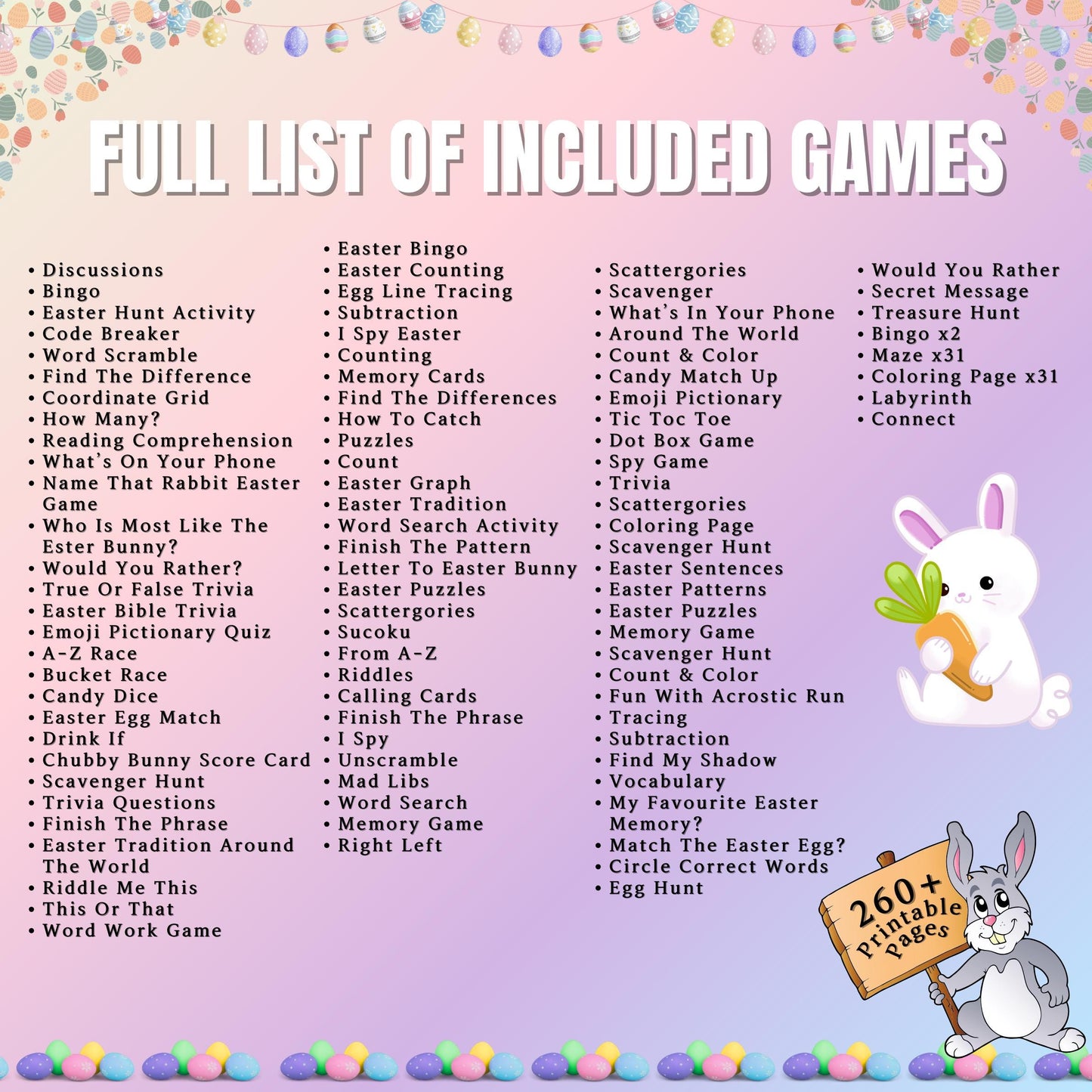 Easter MEGA Games Bundle | 260+ Printable Easter Party Games | Fun Family and Kids Activities | Easter Trivia, Scavenger Hunt, Bingo & More