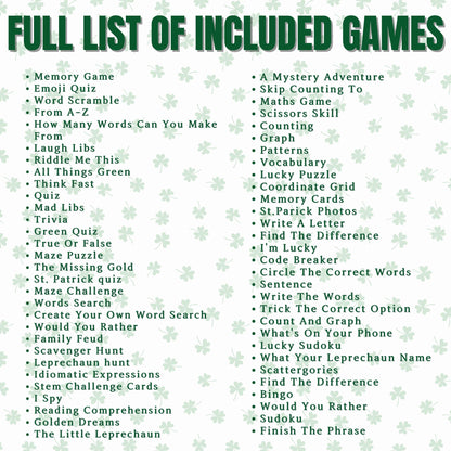 St Patrick's Day Games | St Patricks Games | St Patty's Day Game | St Patricks Party Games | Printable St Patricks Games Kids Teens Adults