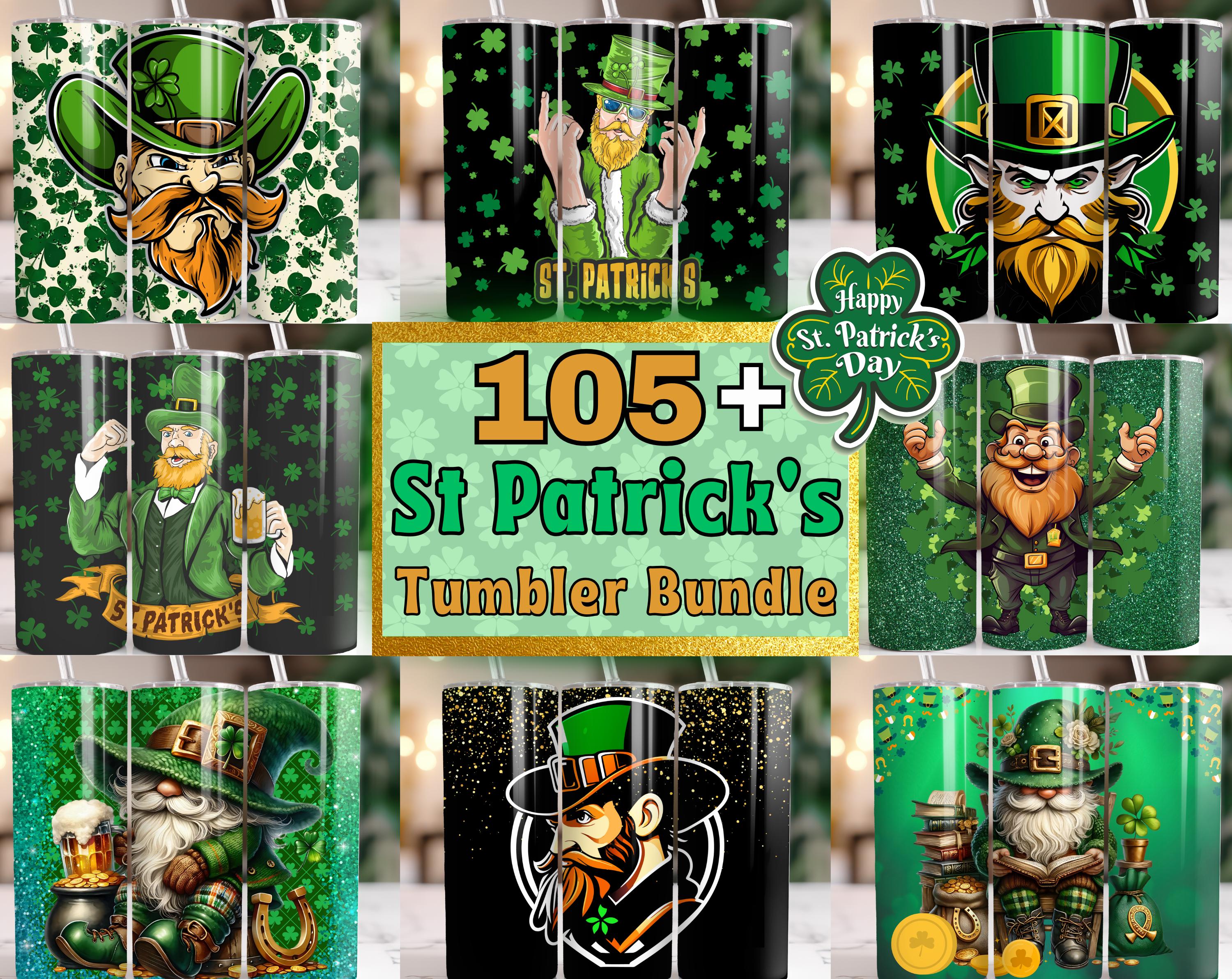 105+ St. Patrick's Day Tumbler Wraps | Irish Clover Sublimation Designs | 20oz Tumbler PNG Bundle | Digital Download | Lucky Green Prints