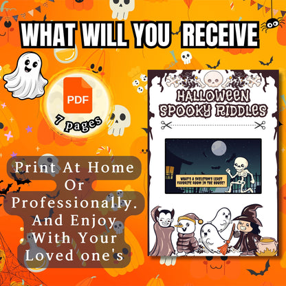 Halloween Spooky Riddles | Fun & Frightening Riddles for All Ages | Printable Halloween Activity | Perfect for Parties | Family Fun