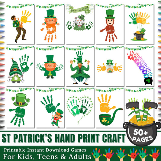 St. Patrick's Handprint | Footprint Craft Bundle, Leprechaun & Clover Handprint Art | Preschool Craft for Kids,  Printable St. Patrick’s Day