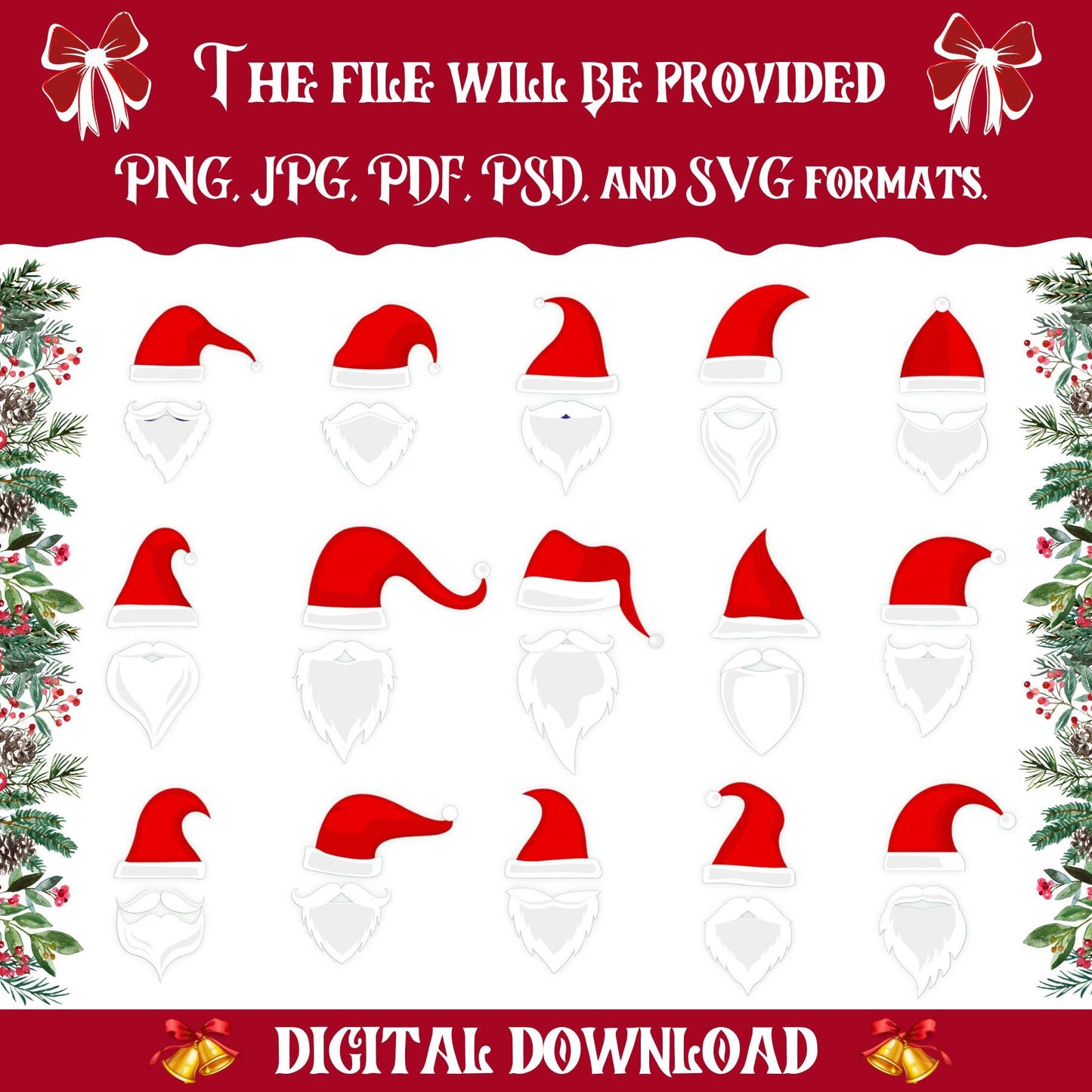 Christmas Add Your Own Photo Face Mega Bundle | 50+ DIY Elf, Santa, Snowman PNGs | Fun Holiday Craft & Decor for Kids