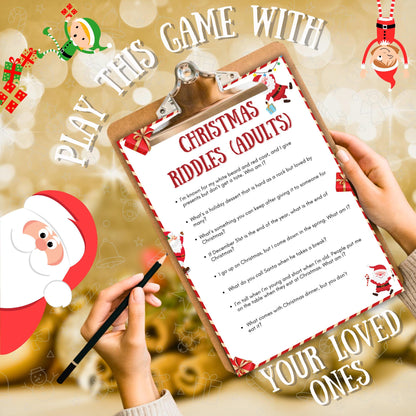 Christmas Riddle Game, Christmas Printable Game For Kids & Adults, Christmas Family Group Game, Christmas Office Party Game, Xmas Trivia Fun