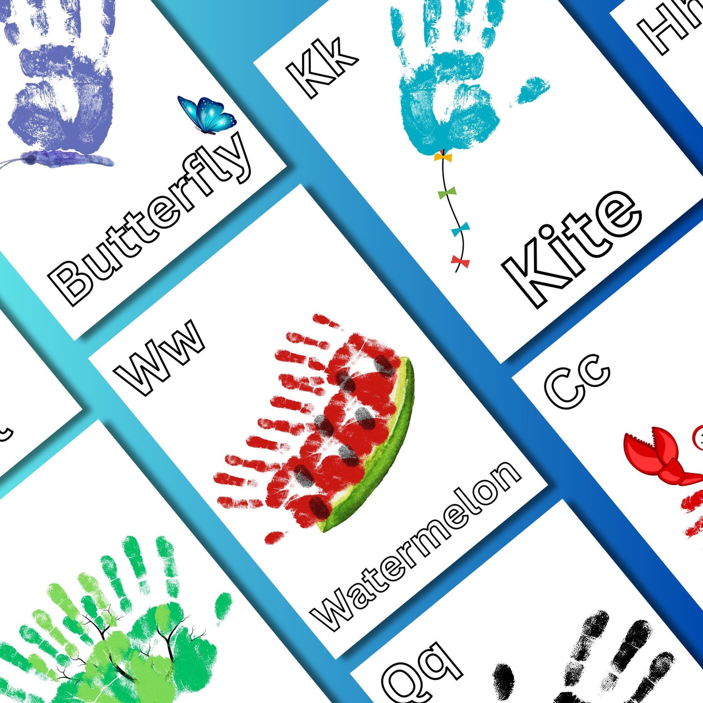 Alphabet Handprint Art Bundle, Handprint Alphabet Book Template, Preschool & Kindergarten Craft, Pre-K Letter Activity, Classroom Art Fun