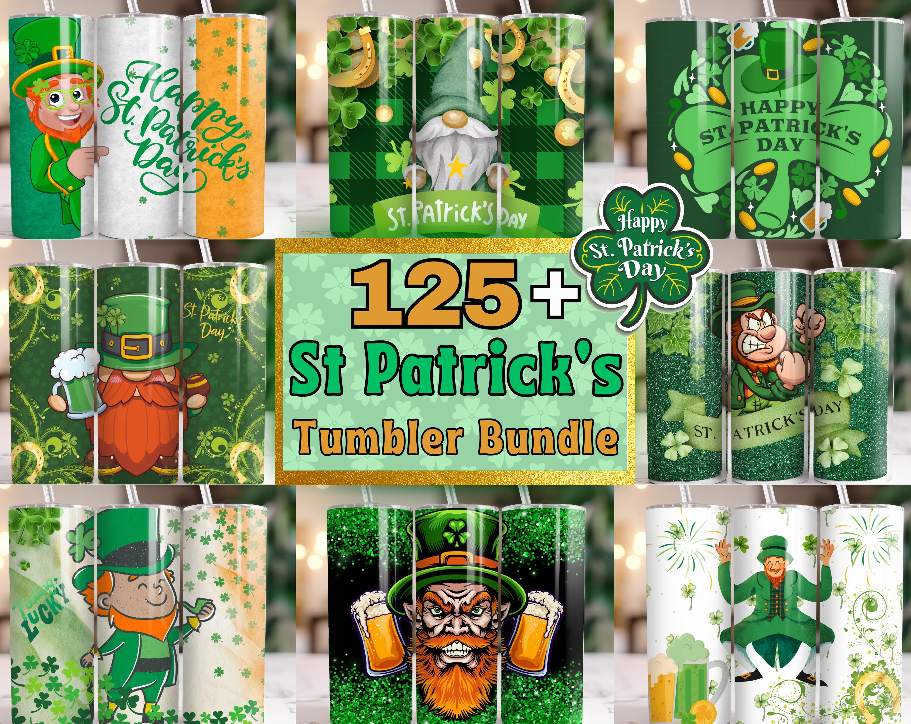 125+ St. Patrick’s Day Tumbler Wraps | Lucky Clover, Irish Patterns & Green Aesthetic | 20oz Sublimation PNG | Digital Download