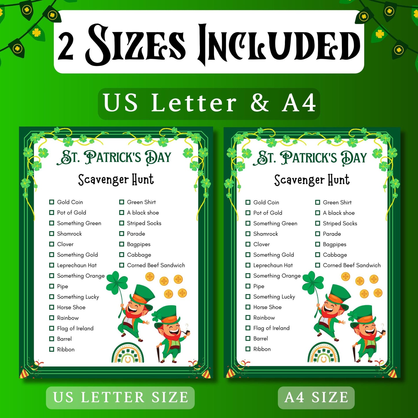 St. Patrick's Day Scavenger Hunt | Fun Printable Game for Kids & Adults | St. Paddy's Day Party Activity | Lucky Treasure Hunt Game