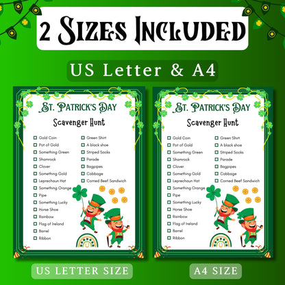 St. Patrick's Day Scavenger Hunt | Fun Printable Game for Kids & Adults | St. Paddy's Day Party Activity | Lucky Treasure Hunt Game