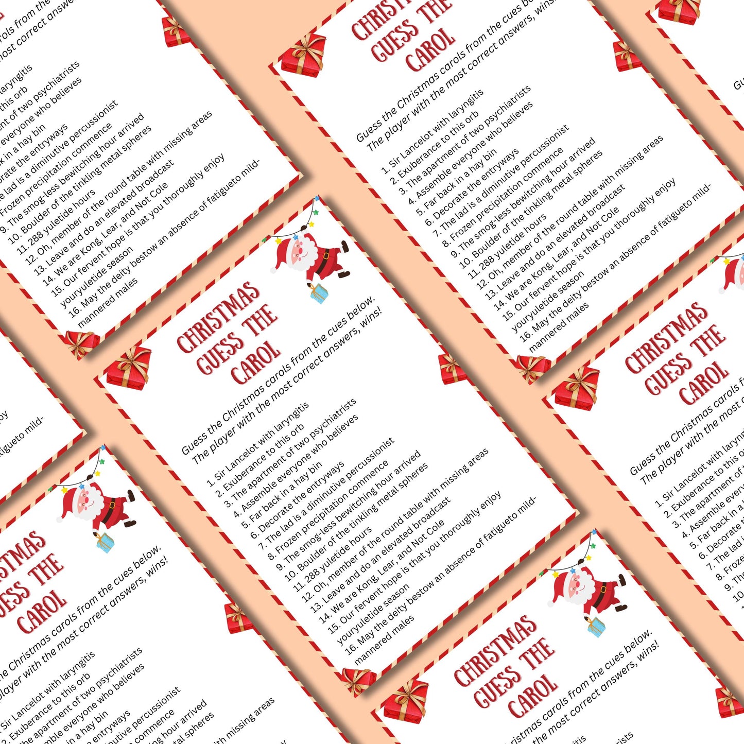 Christmas Guess The Carol Trivia, Christmas Party Printable Game, Kids & Adults Christmas Game, Christmas Family And Office Activity Fun