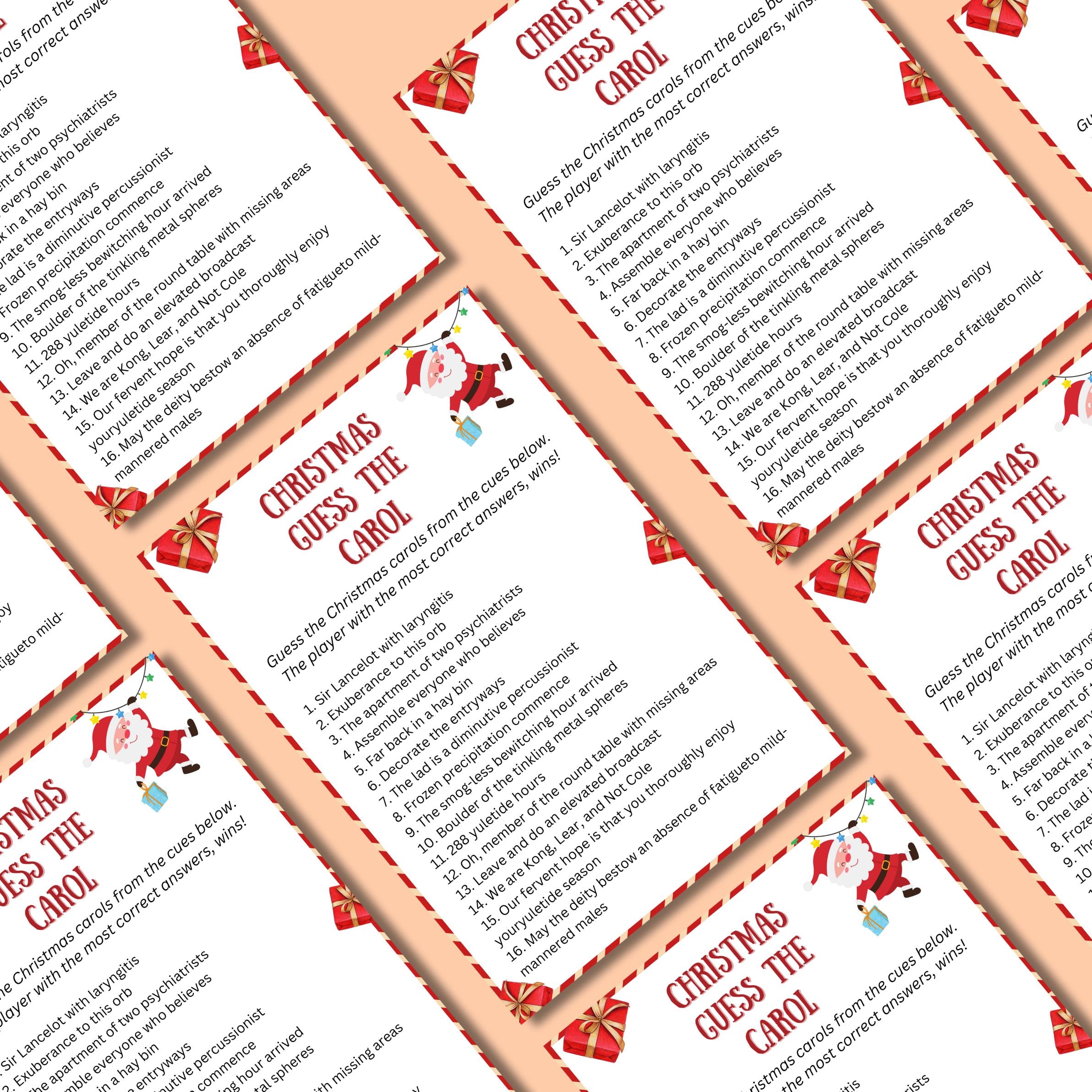 Christmas Guess The Carol Trivia, Christmas Party Printable Game, Kids & Adults Christmas Game, Christmas Family And Office Activity Fun