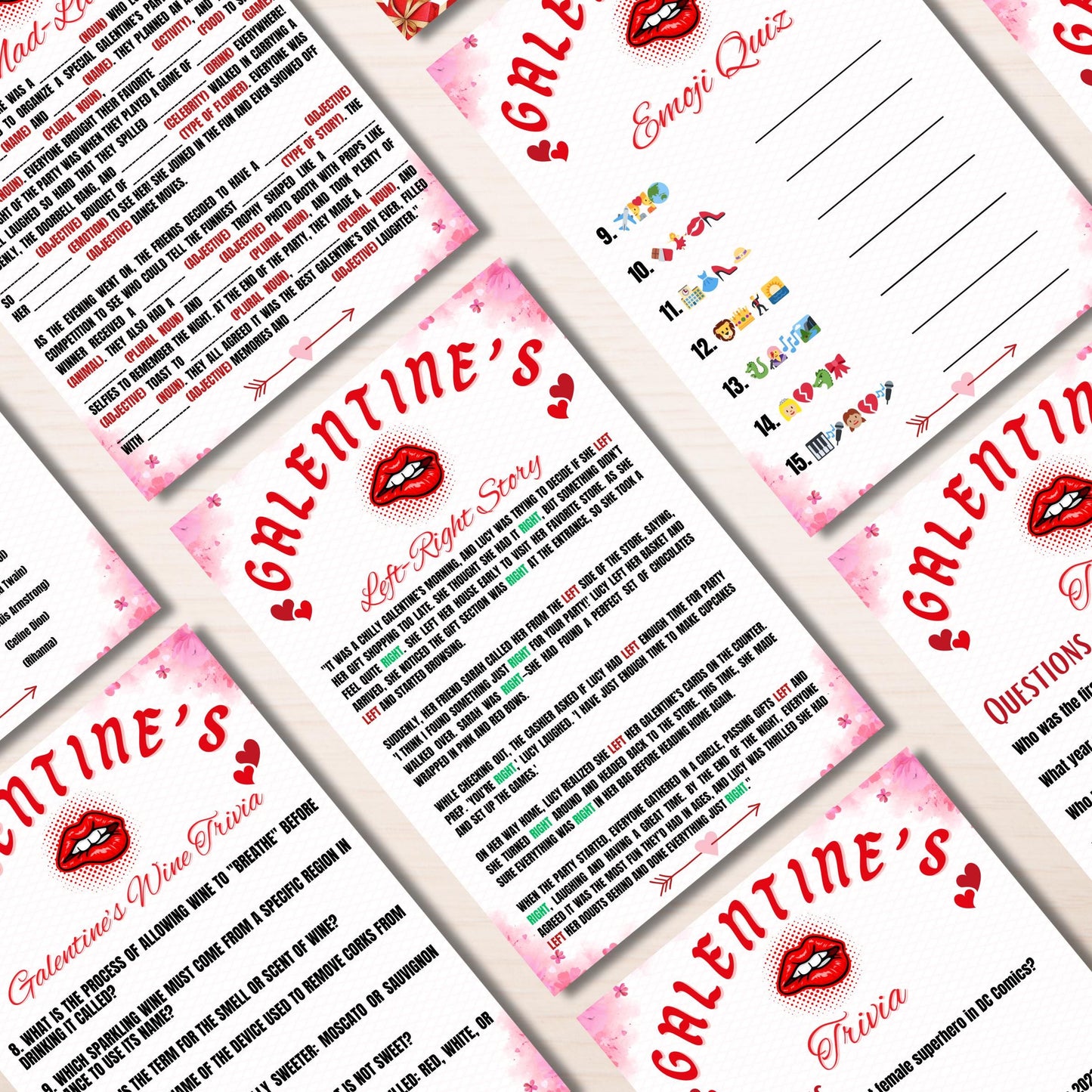 Galentines Day Games Printable Adult Galentine's Day Party Bundle Ladies Night Game Ideas Girls Night In Games Bundle Red Galentine Day