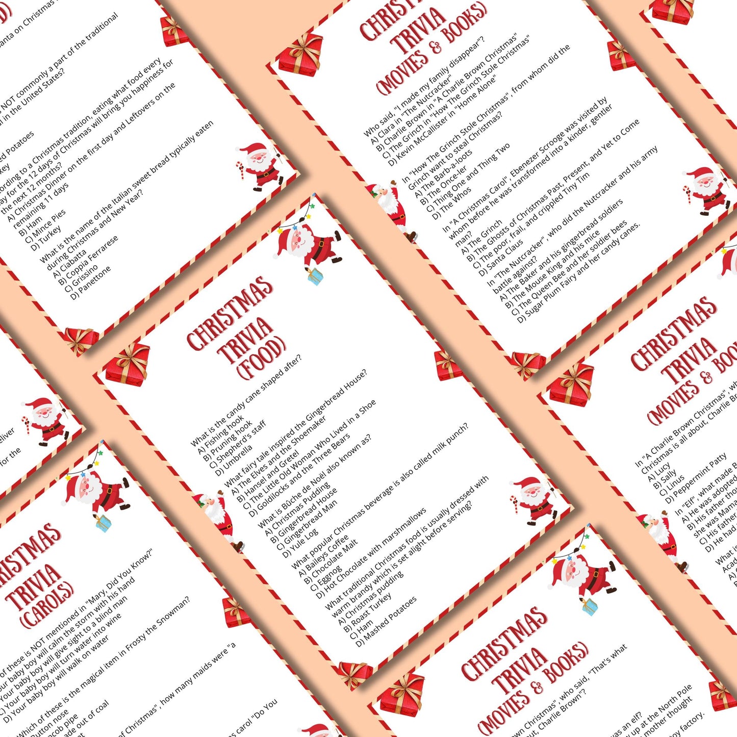 Christmas Trivia Game, Christmas Party Game, Trivia For Kids, Teens & Adults, Printable Game, Holiday Trivia For Family | Office Party Fun